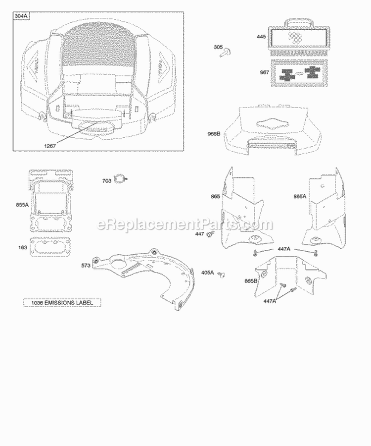Air Cleaner Blower HousingShrouds Diagram and Parts List for 442577-0121-E1  Briggs and Stratton Engine